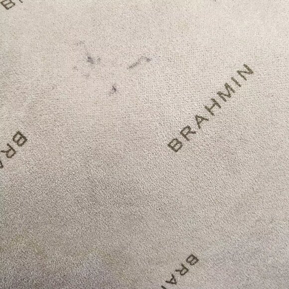 Brahmin Louise Rose Embossed Snakeskin Leather Satchel Handbag Brown Trim Strap - Picture 15 of 16